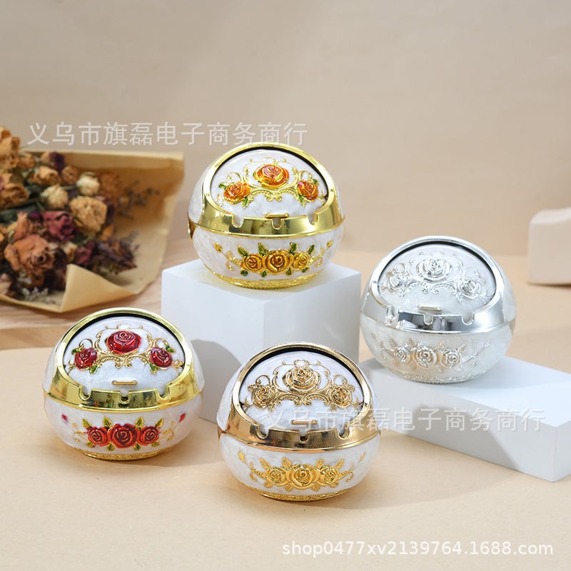 Large Spherical Ashtray Creative Retro Round High-End Metal Anti-Fall Multi-Functional Practical Coffee Table Ashtray - Image 2